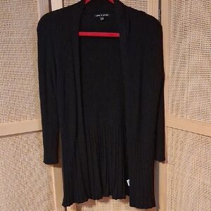 Cable & Gauge Black Open-Front Cardigan Small Petite